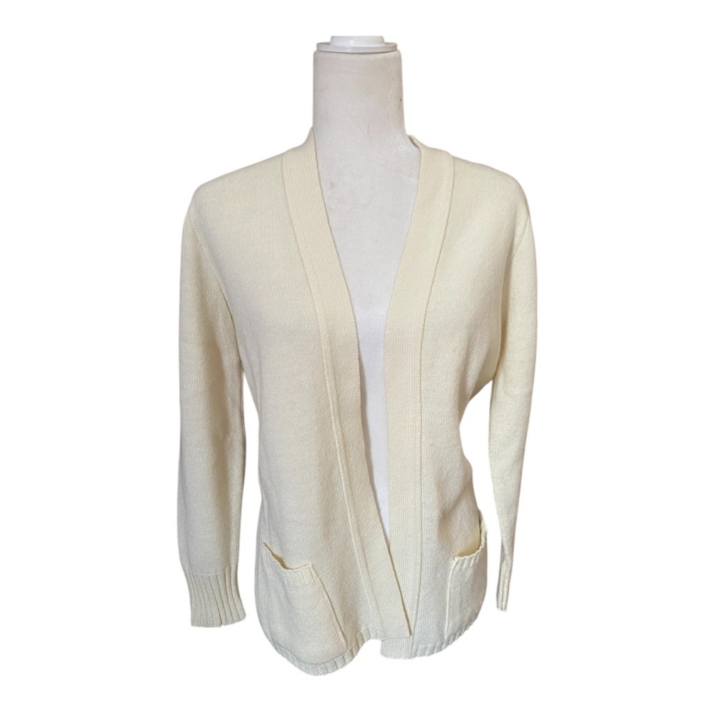 Sears Womens Vintage Orlon Acrylic White Cardigan Sweater